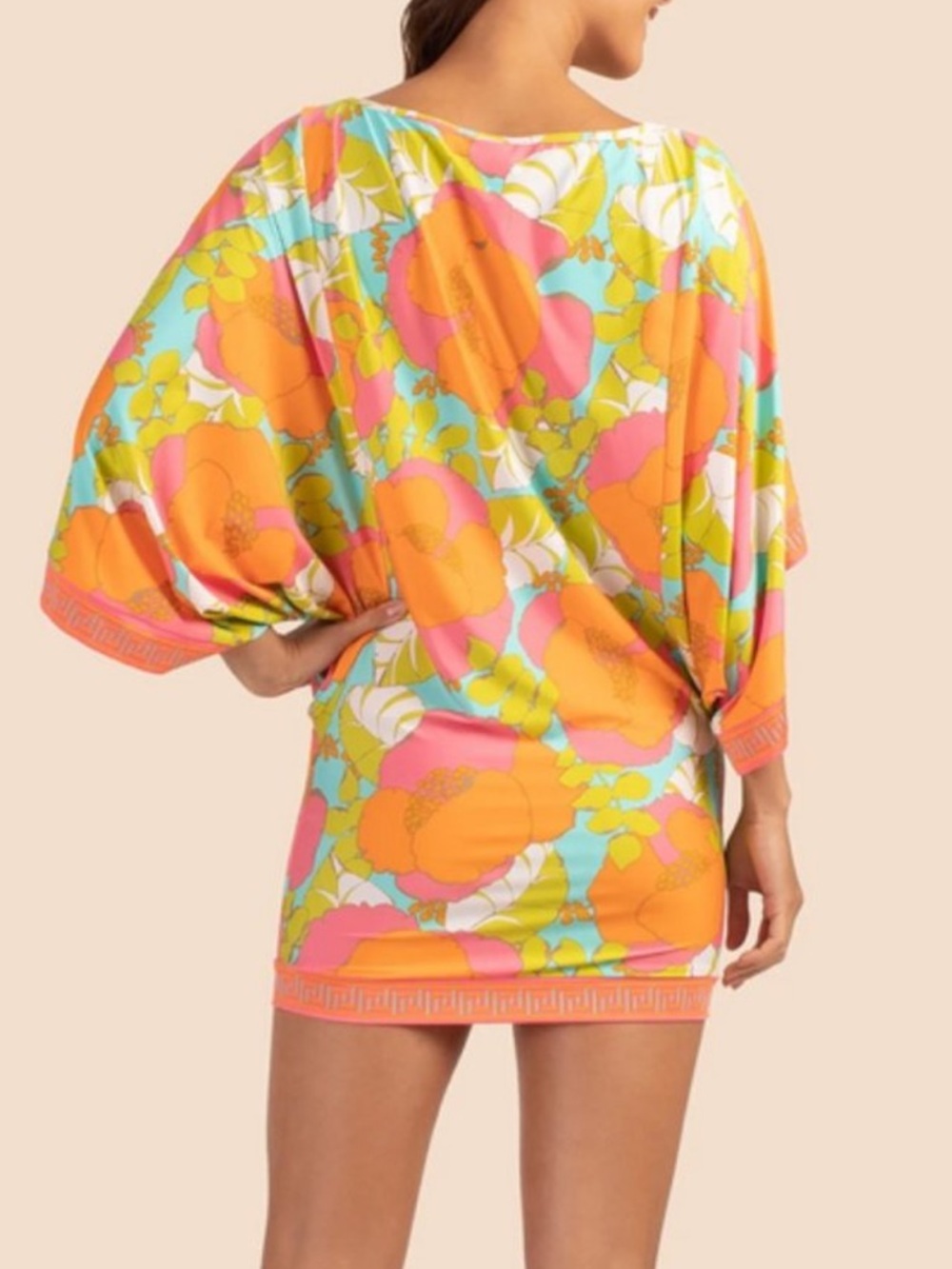 Trina Turk | Playa De Flor Tropical Floral Print Tunic Coverup Mini Dress (M) - Picture 2 of 16
